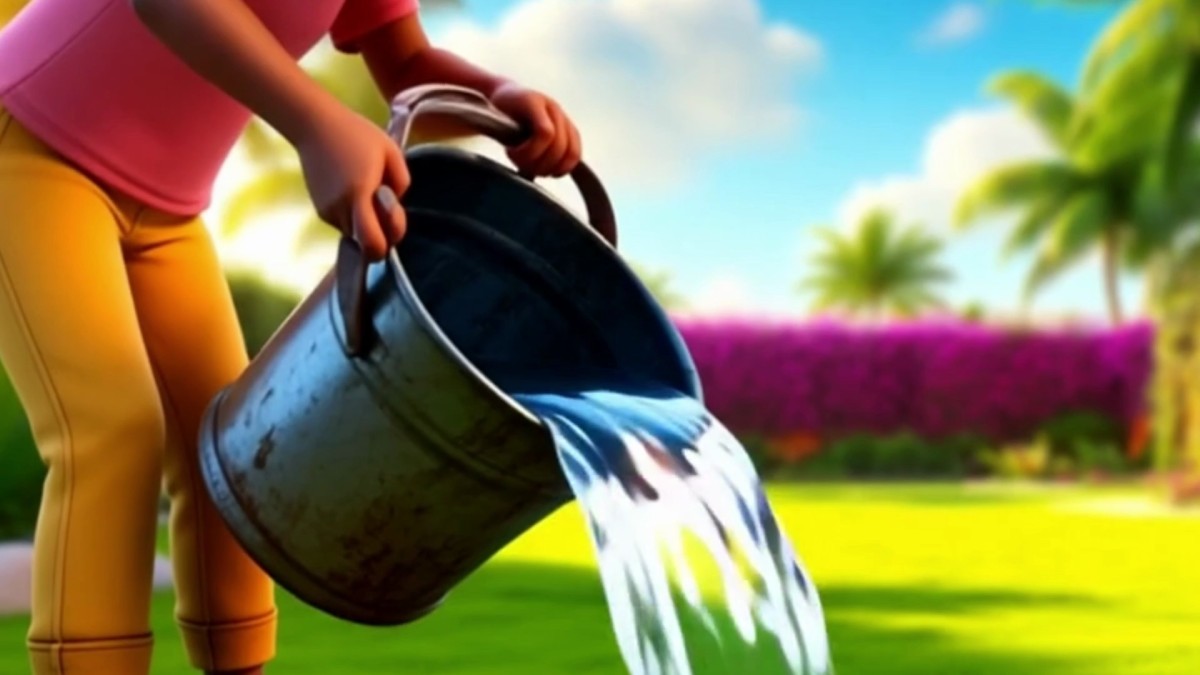 Emptying a bucket of water